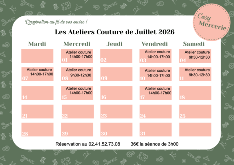 Ateliers juillet 2026