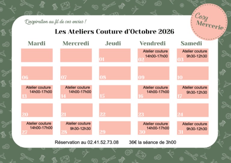 Ateliers octobre 2026 Ateliers octobre 2026